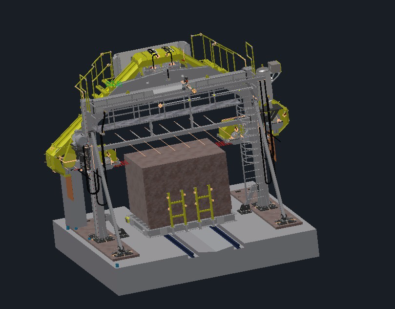 Complete multi-wire saw assembly in CAD